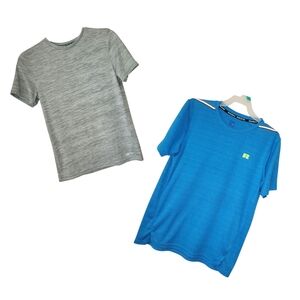 2 Pk Large Boys Short Sleeve Tees, L 14/16,  Blue/Grey, EUC